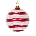 thumbnail image 1 of Vickerman M132073 Red White Candy Glitter Wave Ball Ornament - 6 in., 1 of 2