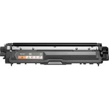 Brother TN221BK Toner Cartridge in black for laser printers, shown front-facing with a rectangular shape and side label, providing a standard yield of 2,500 pages and compatible with select Brother models like HL-3140CW and MFC-9330CDW, suitable for consistent office printing needs.
