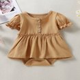 thumbnail image 2 of Newborn Baby Girl Cotton Romper Dress Short Sleeve Solid Color Button Tutu Bodysuit Infant Summer Basic Dress, 2 of 9