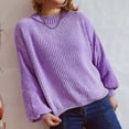 thumbnail image 2 of Timegard Chandails à Manches Longues pour Femmes Automne Hiver Décontractés Confortables Col Ras du Cou Manches Longues Bouffantes Hauts de Couleur Unie, 2 of 5