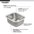 thumbnail image 4 of Houzer CS-1307-1 Club Series Évier de Bar et de Préparation sous-Mount - Acier Inoxydable, 4 of 5