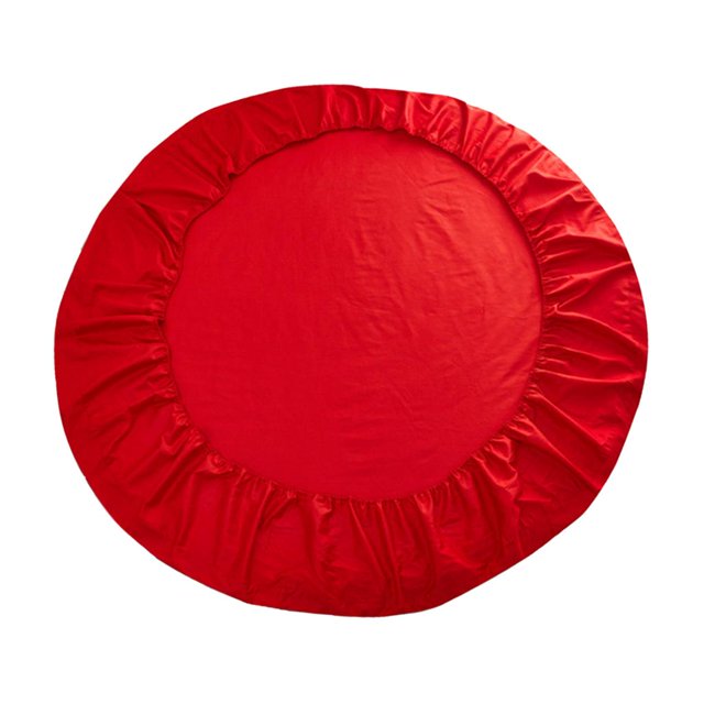 jifeng Drap-Housse Rond en Coton Uni Couvre-Lit Rouge