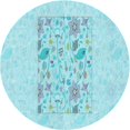 thumbnail image 1 of Ahgly Tapis d'Intérieur Lavable en Machine Carré Transitionnel Bleu Diamant Bleu, 3 Pieds Carré, 1 of 7