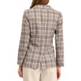 thumbnail image 3 of INSPIRE CHIC Blazers pour Femmes Revers Cranté Manches Longues un Bouton Blazer à Carreaux Brun Beige G, 3 of 7