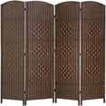 thumbnail image 1 of FDW Folding Privacy Room Divider Screen, 6 ft Portable Indoor Partition, Wood, Brown, 1 of 7