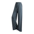 thumbnail image 4 of Diufon Straight Pants for Women Elastic High Waist Drawstring Pants Cotton Solid Color Lounge Wide Leg Pants, 4 of 5