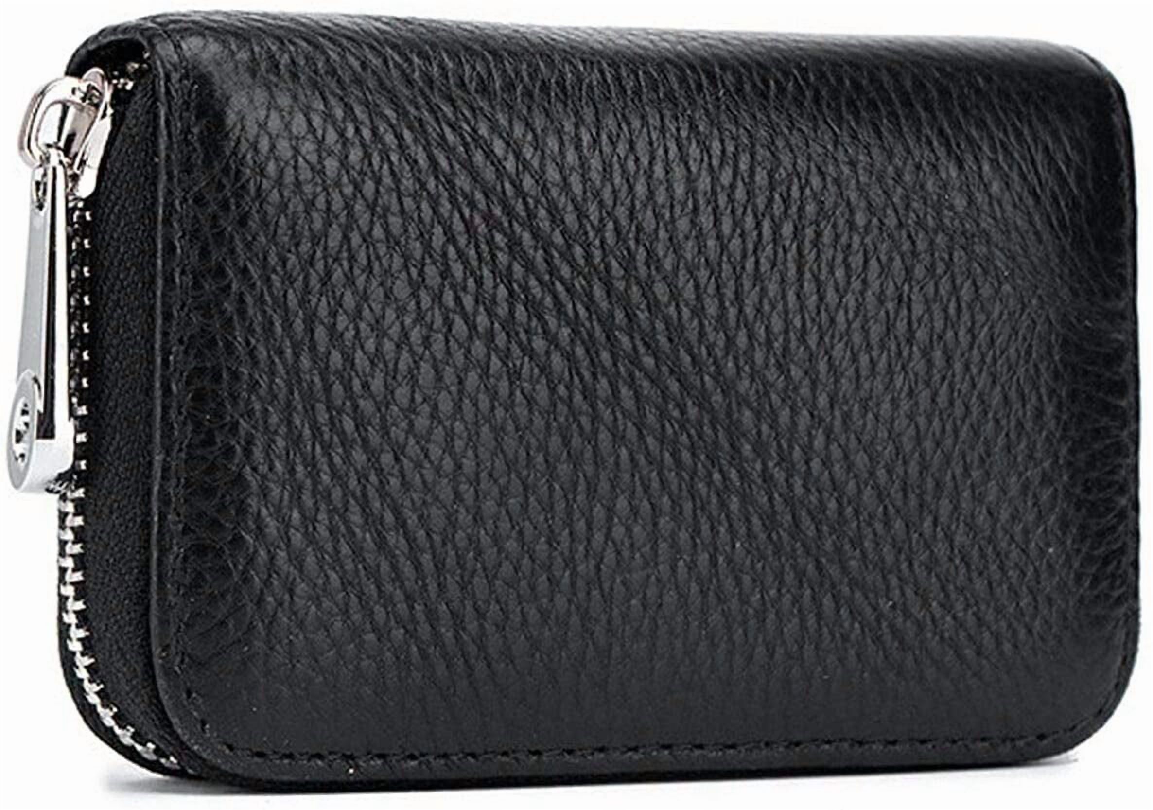 Tuydeen Credit Card Case Leather Mini Credit Card Wallet (Black)