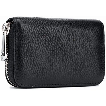 Tuydeen Credit Card Case Leather Mini Credit Card Wallet (Black)