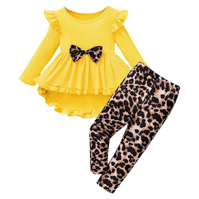 DuoJiaJ Robe Tricotée Unie à Col Rond Patchwork pour Filles et Jupe Asymétrique avec Leggings Décontractés pour le Quotidien Ensembles de Pyjama de Vacances pour Filles Taille 4-5 Ans