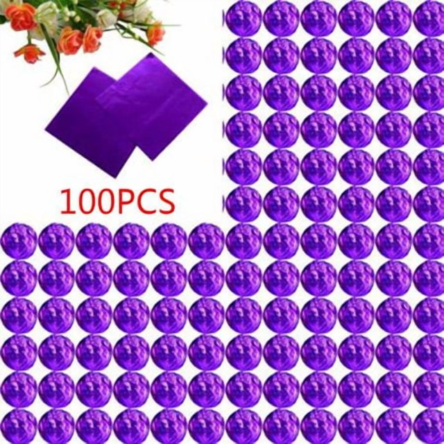 Shengyu 100pcs Square Aluminum Foil Wrappers Colorful Package for Sweets Candy Chocolate Lollipops