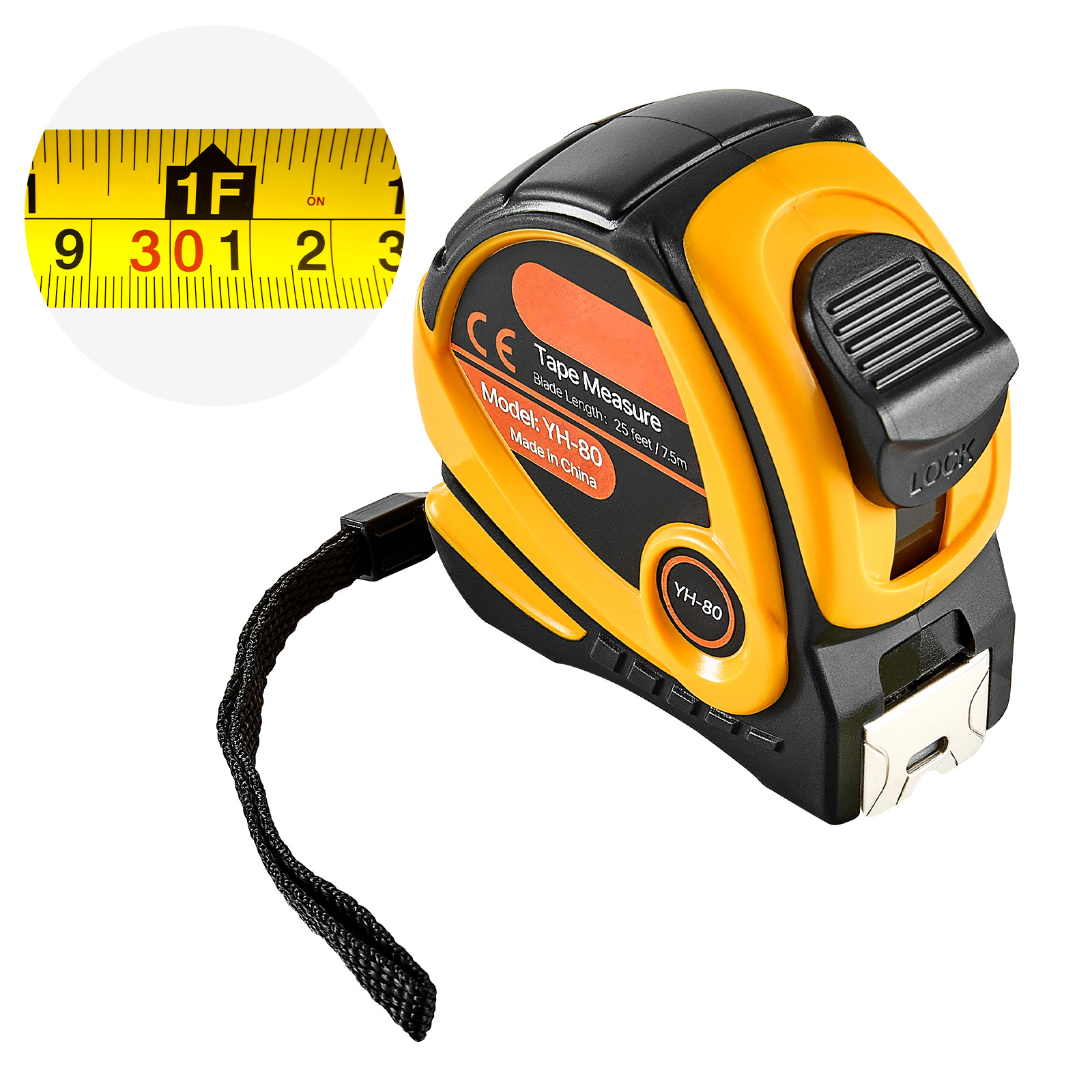 KFFKFF Tape Measure 25 ft Length, Measuring Tape with Retractable, Imperial and Metric ft/m Dual-Scale & ABS Case & Easy Read Steel Measurement Tool
