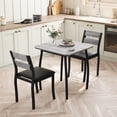 thumbnail image 4 of 3 Piece Dining Table Set for 2 – Space-Saving Kitchen Table with Metal Frame, Wood Grain Top, Upholstered Chairs – Perfect for Small Dining Room, Apartment, Studio, 4 of 9