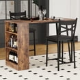 thumbnail image 2 of Bar Table and Chairs Set, 3 Piece Pub Dining Table with Flip Top Extension & Storage Shelves, Elevated Height Design, Small Spaces Kitchen Dining Furniture, 2 of 7