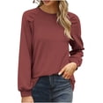 thumbnail image 1 of Timegard Hauts pour Femmes Manches Longues Col Rond T-Shirts Décontractés Confortables Couleur Unie Blouses Basiques, 1 of 7