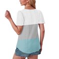 thumbnail image 3 of Plebaso Hauts pour Femmes Chemises à Oeillets à Blocs de Couleur Manches Courtes T-Shirts Amples Décontractés Col Rond Blouses Tendance, 3 of 6