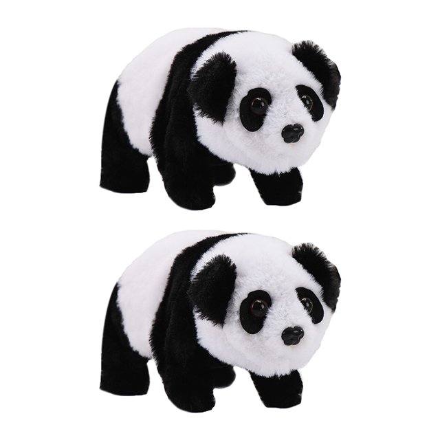 2 Pcs Jouet Électrique Animaux Simulation Adorable Panda Jouet en Peluche pour Enfants