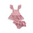 thumbnail image 1 of Honganda Baby Girl Dress Set, Lace Hem Decor Ruffle Suspender Skirt  Shorts, 1 of 9