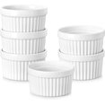 thumbnail image 1 of MALACASA Ramekins 4 oz Oven Safe, Porcelain Creme Brulee Ramekins Pudding Custard Cups Small Ceramic Souffle Dishes Ramakan Ramiken Ramicans Baking Bowls Set of 6, White, Series RAMEKIN-DISH, 1 of 8