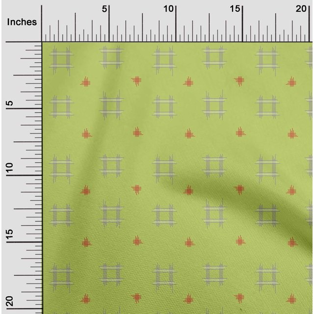 oneOone Viscose Chiffon Fabric Check Kasuri Decor Fabric Printed BTY 42 Inch Wide