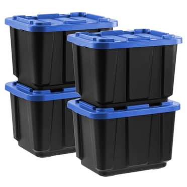 IRIS Bacs de Rangement en Plastique de 45 L avec Couvercles, Bacs à Loquet, Contenants Robustes, Lot de 4