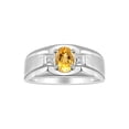 thumbnail image 1 of RYLOS Men's Rings Sterling Silver Classic 7X5MM Oval Gemstone & Diamond Ring Citrine November Birthstone Rings For Men, Silver Rings, Size 11, 1 of 7
