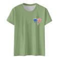 thumbnail image 1 of Hauts d'Été pour Femmes Jour de l'Indépendance Drapeau Col Rond Imprimé Lettre Manches Courtes Chemises pour Femmes Vert S, 1 of 4