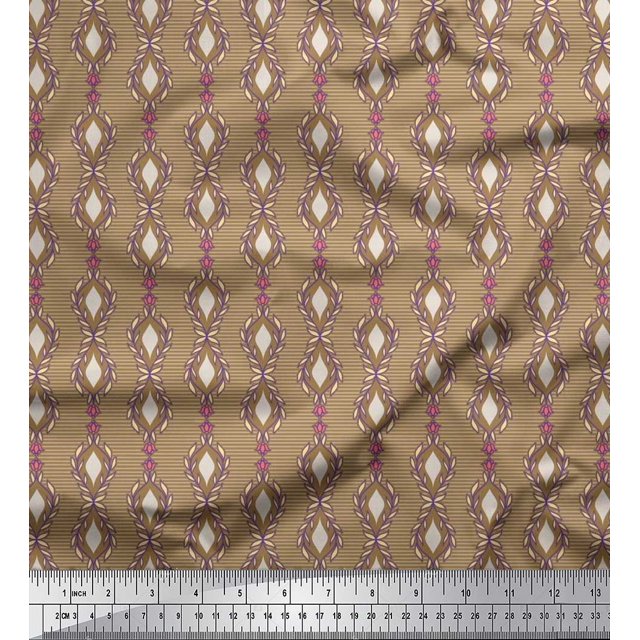 Soimoi polyester Crepe Fabric Floral & Ogee Damask Print Sewing Fabric Yard 52 Inch Wide