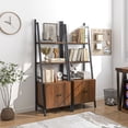 thumbnail image 3 of Costway 2 PCS Ladder Shelf Industrial Bookcase with Cabinet Metal Frame for Living Room, 3 of 10