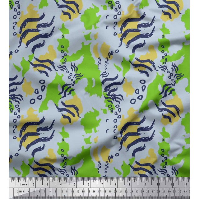 Soimoi Green Velvet Fabric Leopard & Wild Animal Skin Fabric Prints by Yard 58 Inch Wide