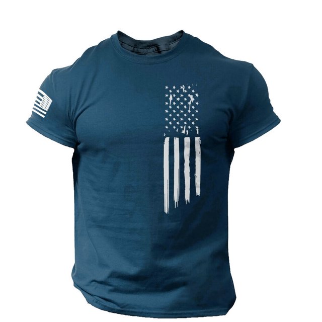 jsaierl T-shirts Graphiques 3D pour Hommes, Imprimé Jour de l'Indépendance, Manches Courtes, Col Rond, Décontracté, Été, Gym