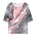 thumbnail image 4 of Mikilon Ensemble Élégant pour Femmes 2 Pcs Imprimé Manches 5/10 Col Rond + Pantalon Décontracté Ensemble Chic et Confortable Manches Courtes Col Rond Rose TP, 4 of 6