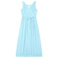 thumbnail image 3 of YUUMIN Robe de Fête Élégante en Chiffon Perlé Sans Manches Froncée Col en V Robe de Demoiselle d'Honneur Bleu Clair 16, 3 of 5