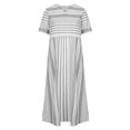 thumbnail image 4 of EQWLJWE Longue Robe pour Femmes Mode Féminine Décontractée à Manches Courtes Col en V à Rayures Imprimé avec Poche Robe Maxi, 4 of 8