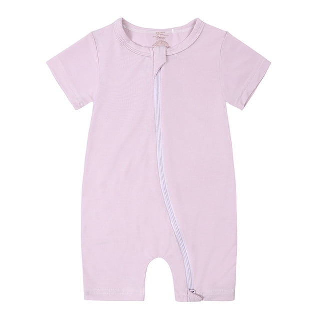 MIASHUI Baby Short Sleeve Rompers Girls Boys Zipper Jumpsuit Pajamas,Light Purple,0-3 Months