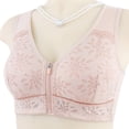 thumbnail image 4 of Womens Sports Bras Solid Color Front Closure Wireless Bra With Air-Flow Mesh Thin Design Plus Size Brassiere Femme Pink 42, 4 of 6