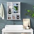 thumbnail image 4 of Gymax Armoire à Pharmacie Murale avec Miroir et Rangement Ouvert et Fermé, Blanc, 4 of 10