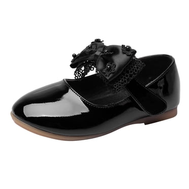 GDREDA Children Shoes Flat Shoes Shoes With Sequins Bowknot Girls Dancing Shoes Comfortable Sneakers for Girl Black,2-2.5 Years