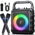 thumbnail image 1 of JYX Karaoke Machine, Bluetooth Karaoke System with 2 Wireless Microphones, Portable Party Speaker with LED Lights, Sholder Strap, Deep Bass, T18-T, 1 of 6