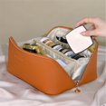 thumbnail image 4 of Trousse de Maquillage Oreiller Haut Portable Grande Capacité Sac de Rangement en Cuir Jaune, 4 of 4