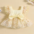 thumbnail image 2 of Barboteuse pour Bébés Filles, Justaucorps à Manches à Volants, Imprimé Floral, Robe en Tulle avec Nœud, Combinaison, 2 of 7