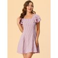 thumbnail image 4 of INSPIRE CHIC Robe Imprimée pour Femme à Encolure Carrée, Manches Volantées, devant Plissé, Rose, P, 4 of 6