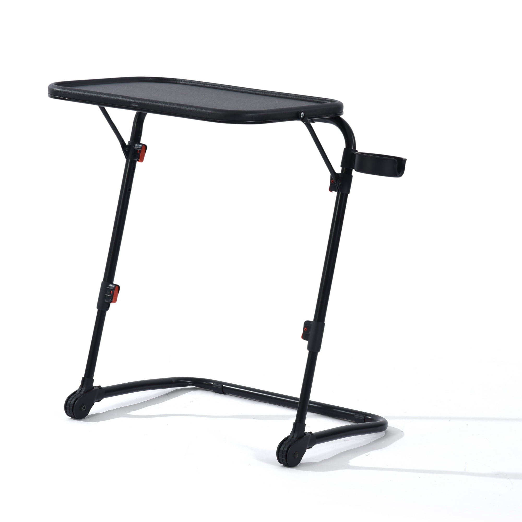 Homy Casa table plateau pliante 1 pièce 21,26 po, hauteur réglable avec porte-gobelet pour canapé-lit, noire