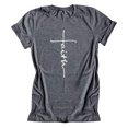 thumbnail image 4 of T-Shirt pour Femme à Col Rond, Manches Courtes, Blouse Décontractée, T-Shirt Imprimé Lettres, Gris, M, 4 of 6
