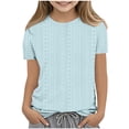thumbnail image 1 of Plebaso Chemises à Oeillets pour Filles, Manches Courtes, Col Ras du Cou, Blouse Ajourée, Hauts d'Été Décontractés pour Enfants 3-12 Ans, 1 of 4