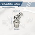 thumbnail image 2 of Uxcell Raccords à Graisse 45 Degrés, Filetage M8 x 9mm Accessoires de Raccord Hydraulique - Raccord pour (Machines Automobiles/industrielles), 6 Pcs & Acier Inoxydable 304 & Argent, 2 of 7