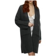 thumbnail image 2 of RXIRUCGD Womens Casual Oversized Loose Solid Color Long Sleeved Sweater Jacket Tops, Dark Gray, Size: M, 2 of 6
