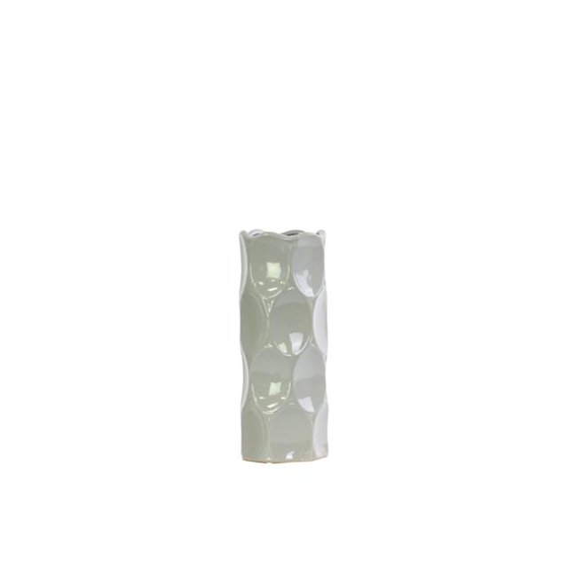 Urban Trends Collection 24425 Ceramic Round Cylindrical Vase With Dimpled Sides, Small - Gray