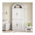 thumbnail image 1 of 72'' Tall Arched Bookcase with Doors, 4 Tier Display Bookshelf Storage Cabinet - Heavy Duty Construction, Modern Floor Standing Organizer for Home Office Living Room, 1 of 5