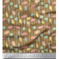 thumbnail image 1 of Soimoi Brown Rayon Crepe Fabric Crystals & Stripe Print Sewing Fabric BTY 46 Inch Wide, 1 of 4