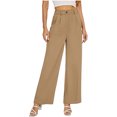 thumbnail image 1 of Timegard Womens Formal Pants Elastic High Waist Straight Leg Solid Color Office Work Lounge Pants Pockets, 1 of 7